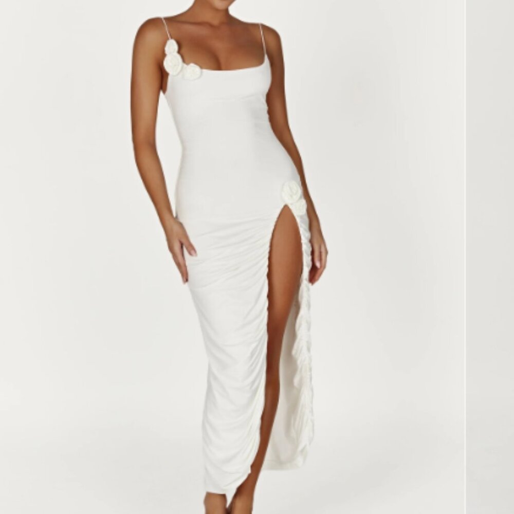 Meshki Nevaeh Rose Midi Dress White XXS